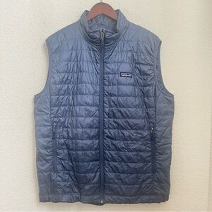 Patagonia Mens Nano Puffer Vest Jacket Blue Gray Sz Large *See Details